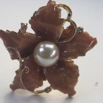 Brown Flower Ring/ Brown Ring/ Large Flower Ring/ Flower Ring