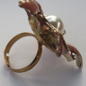 Brown Flower Ring/ Brown Ring/ Large Flower Ring/ Flower Ring
