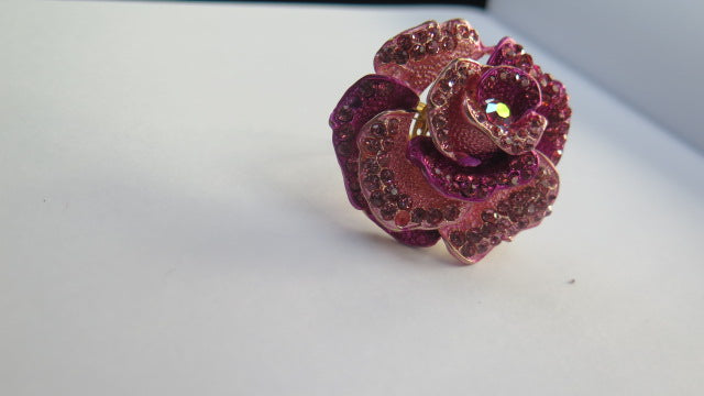 Pink Rhinestone Flower Ring/ Extra Large Flower Ring/ Large Flower Ring