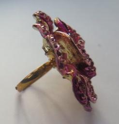 Pink Rhinestone Flower Ring/ Extra Large Flower Ring/ Large Flower Ring