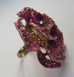 Pink Rhinestone Flower Ring/ Extra Large Flower Ring/ Large Flower Ring