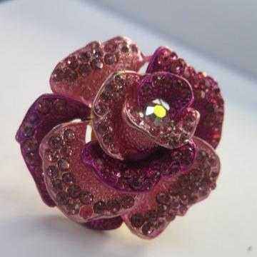 Pink Rhinestone Flower Ring/ Extra Large Flower Ring/ Large Flower Ring