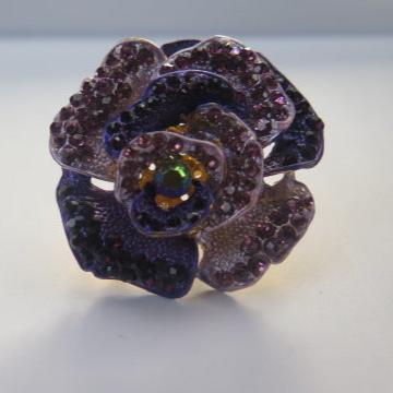 Purple Flower Ring/ Purple Rhinestone Flower Ring/ Extra Large Purple Flower Ring/ Purple Ring