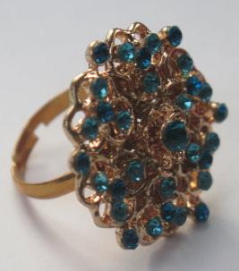 Blue Rhinestone Ring/ Large Blue Rhinestone Ring/ Blue Ring