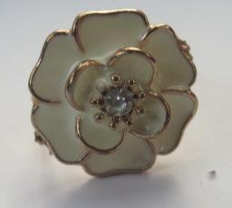Large White Flower Statement Ring for Women