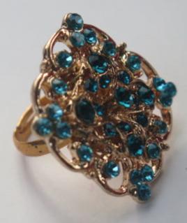 Blue Sparkling Rhinestone Ring/ Blue Square Rhinestone Ring/ Blue Rhinestone Ring/ Blue Ring