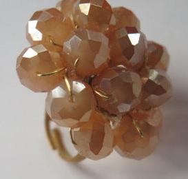 Brown Gold Cluster Ring/ Grape-Inspire Gold Brown Ring/ Large Cocoktail Ring/Gold Brown Beaded Cluster Cocktail Ring/ Beaded Cluster Cocktail Ring
