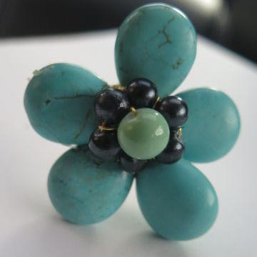 Handmade Turquoise Flower Ring/ Turquoise Cocktail Ring/ Turquoise Flower Cocktail Ring / Flower Cocktail Ring