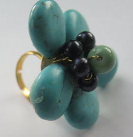 Handmade Turquoise Flower Ring/ Turquoise Cocktail Ring/ Turquoise Flower Cocktail Ring / Flower Cocktail Ring