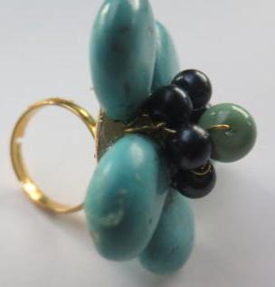 Handmade Turquoise Flower Ring/ Turquoise Cocktail Ring/ Turquoise Flower Cocktail Ring / Flower Cocktail Ring