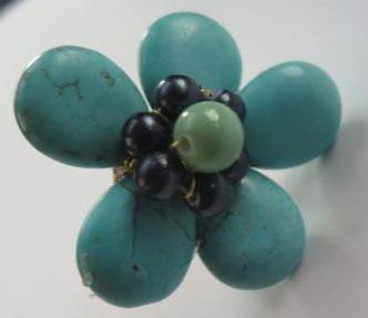 Handmade Turquoise Flower Ring/ Turquoise Cocktail Ring/ Turquoise Flower Cocktail Ring / Flower Cocktail Ring
