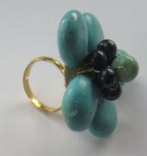 Handmade Turquoise Flower Ring/ Turquoise Cocktail Ring/ Turquoise Flower Cocktail Ring / Flower Cocktail Ring
