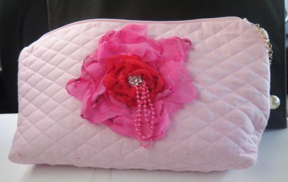 Large pink cosmetic bag