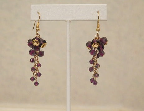 Purple cluster earring