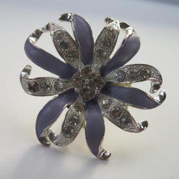 purple rhinestone flower ring