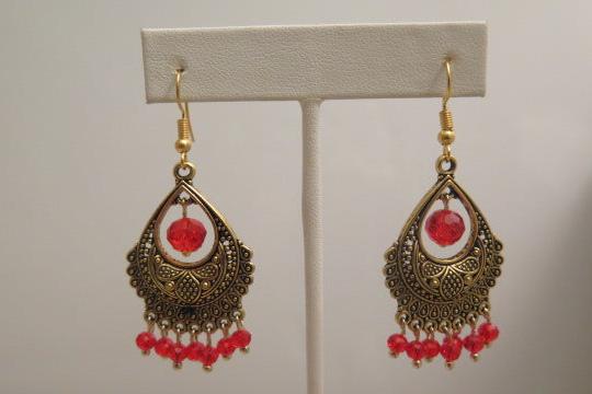 Red Gold Chandelier Earring
