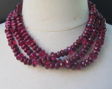 Red Tri Layer Beads Necklace