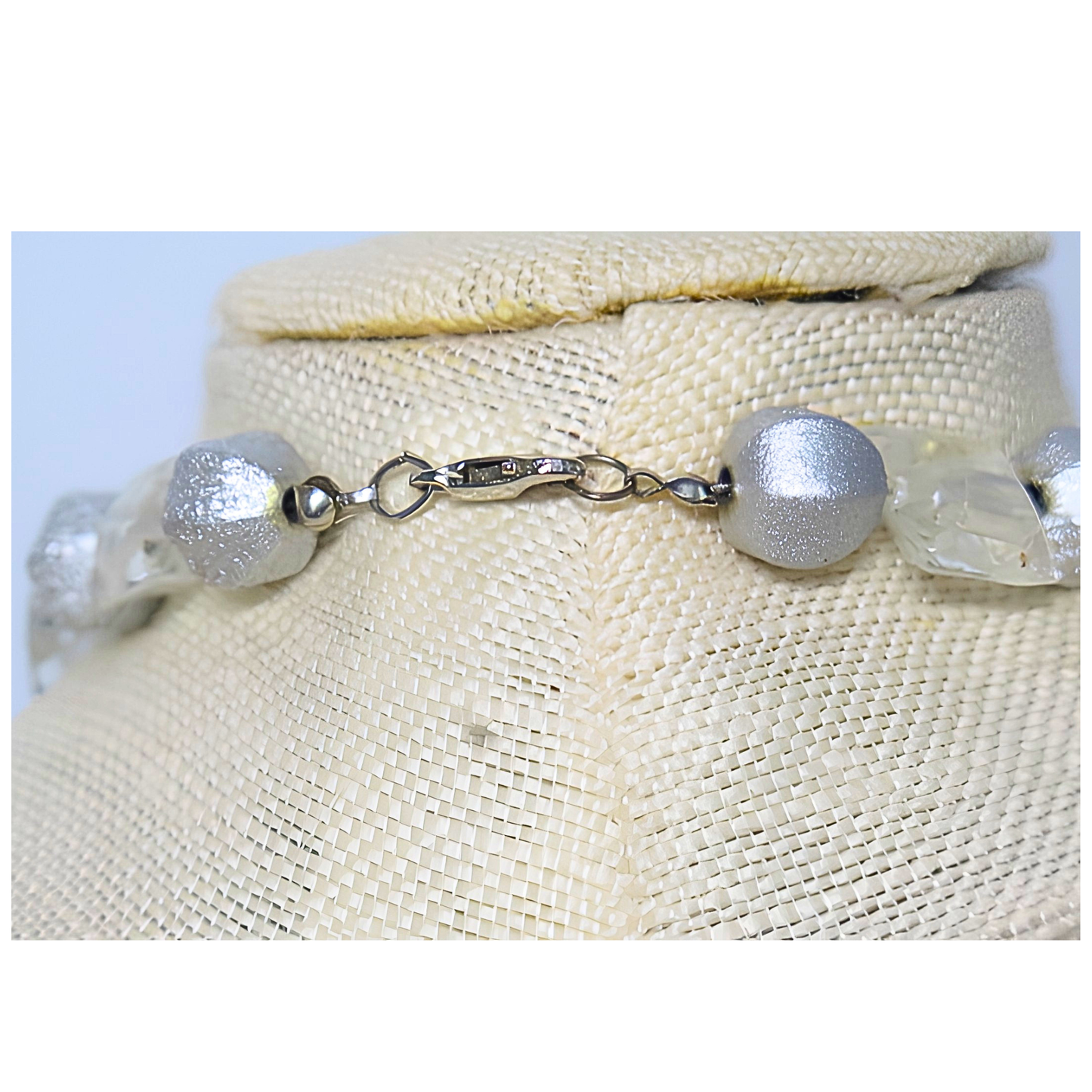 White Necklace/ White Beads Necklace/ Sparkling Beads Necklace
