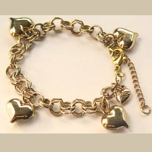 Gold Heart-Shape Bracelet/ Heart- Shape Gold Bracelet/ Gold Bracelet