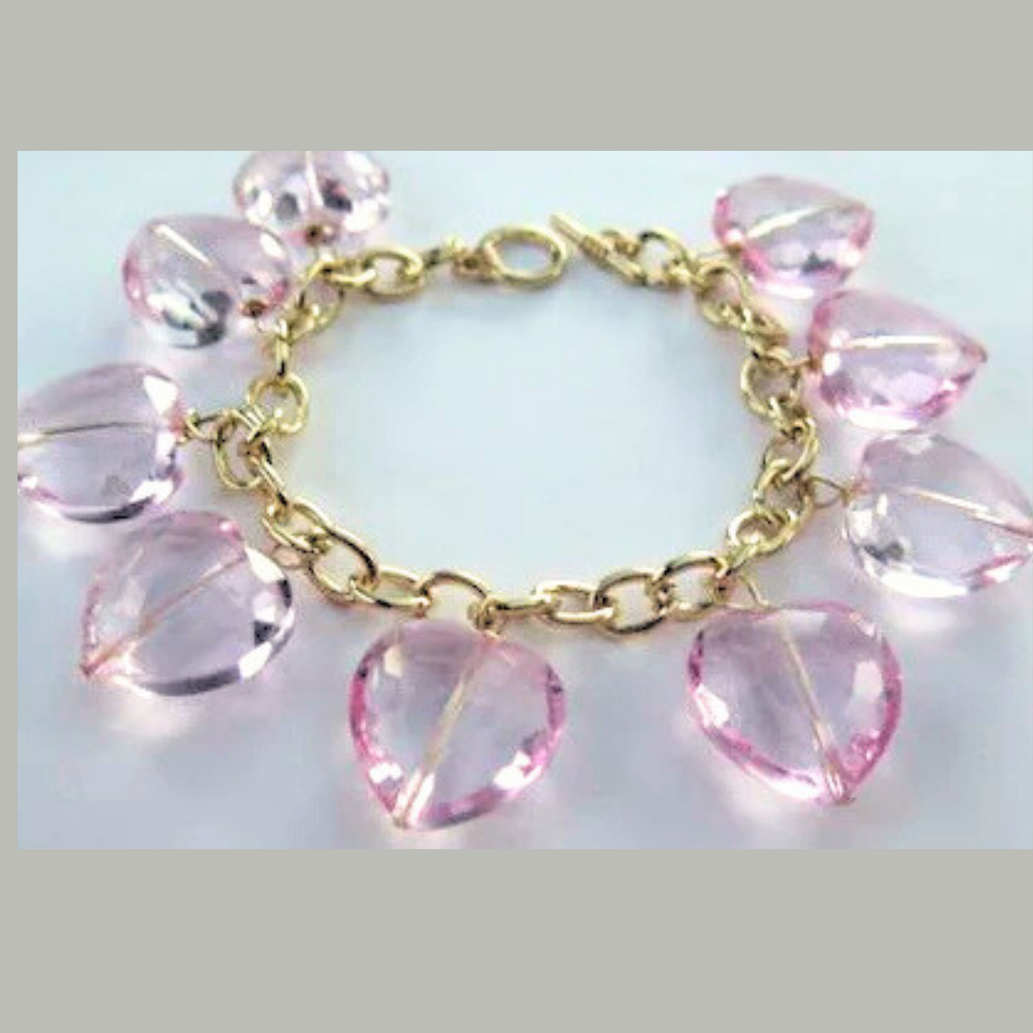 Heart Shape Charm Bracelet/ Pink Bracelet/ Heart Shape Bracelet