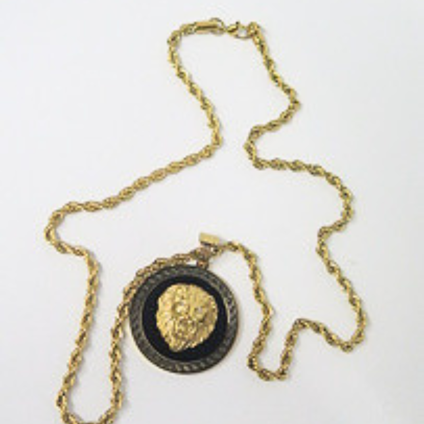 Gold Lion Head Pendant Necklace | Bold Statement Medallion with Greek Key Border | 18 Inch Rope Chain | Unisex Zodiac Leo Jewelry Gift