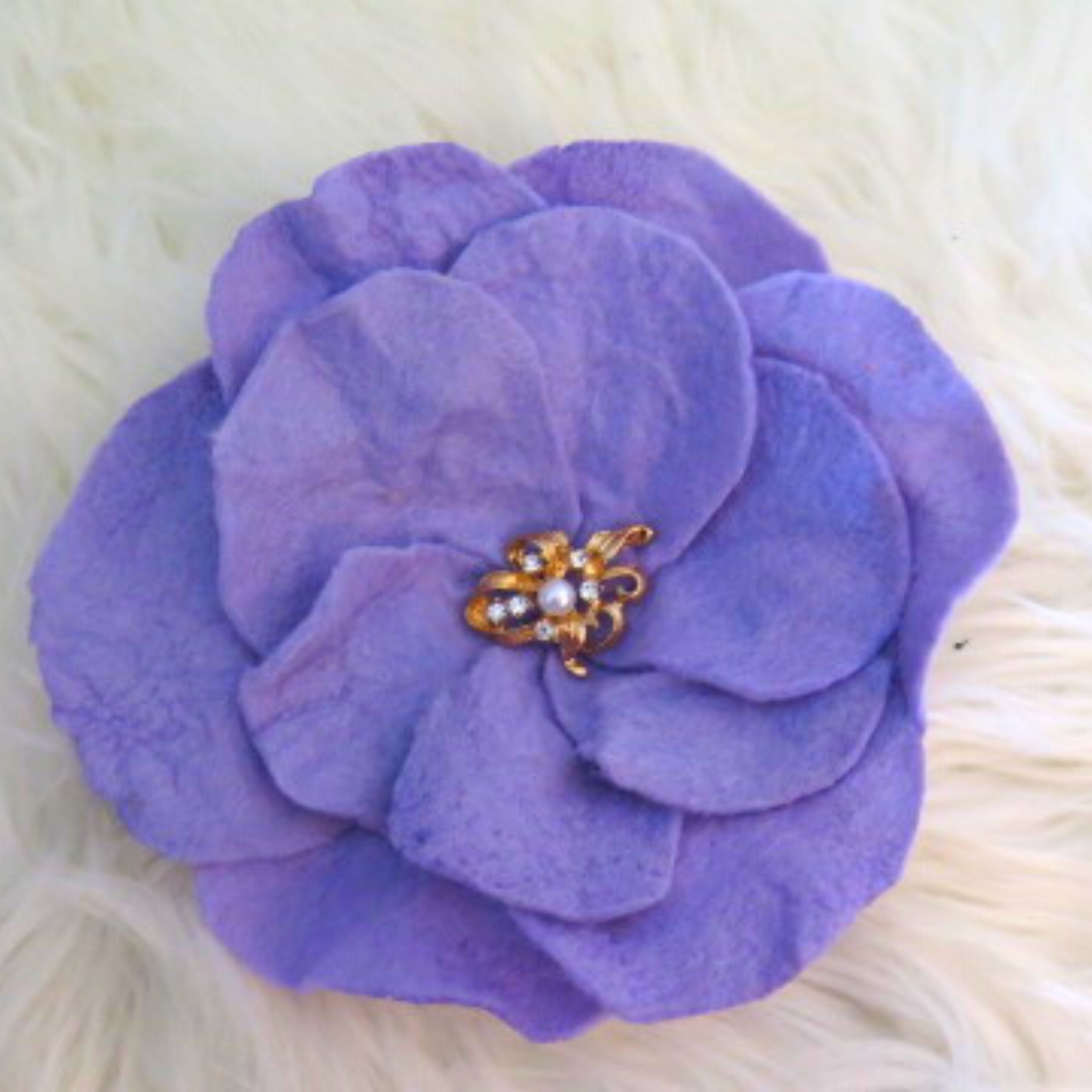 Large Purple Flower Brooch / Purple Fabric Flower Brooch/ Handmade Purple Brooch