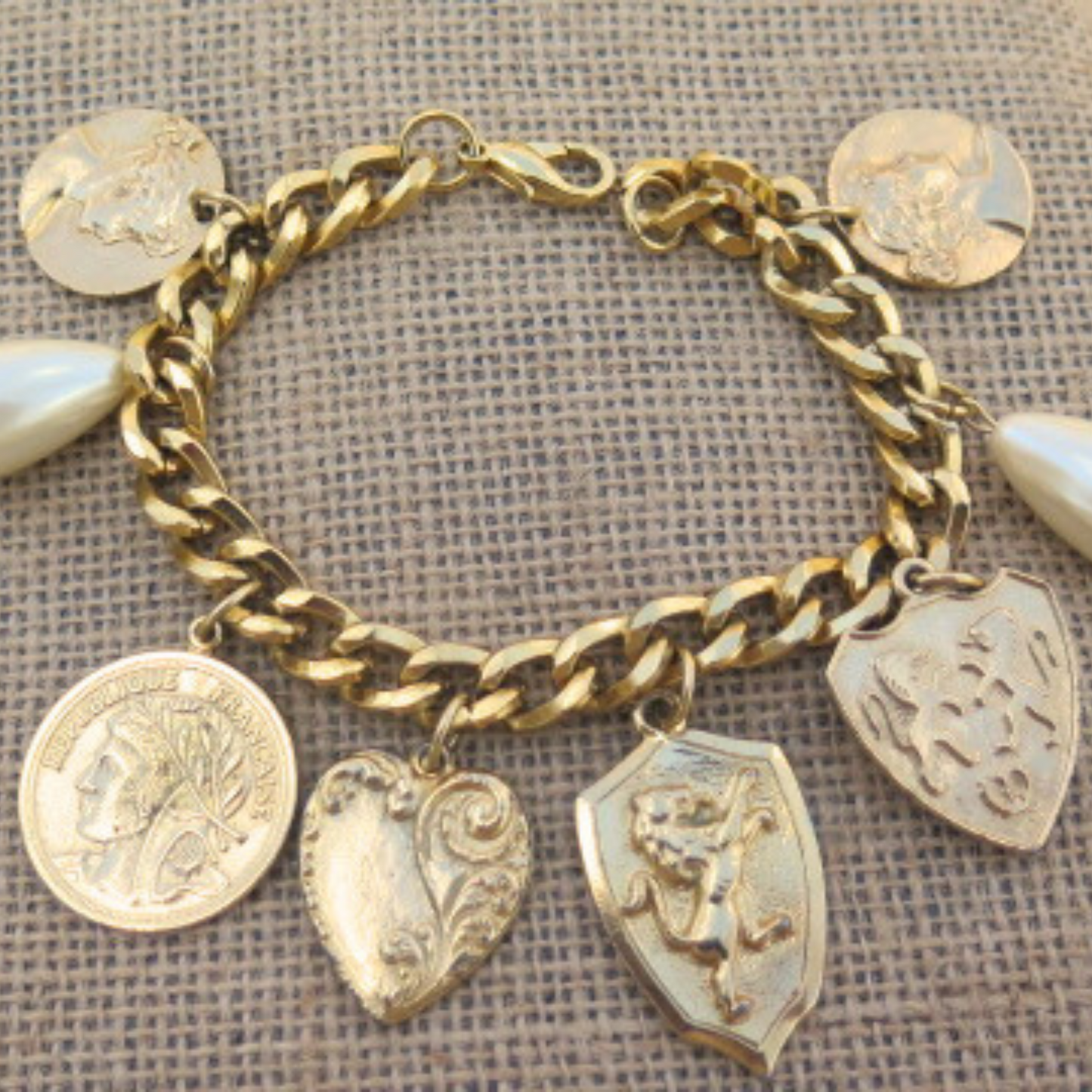 Gold Charm Bracelet/ Chaim Bracelet for Women/