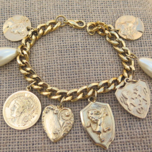 Gold Charm Bracelet/ Chaim Bracelet for Women/