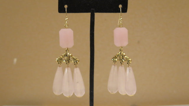 vintage Inspire Pink teardrop earring