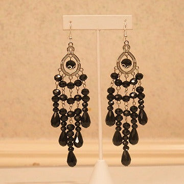 black statement chandelier earring