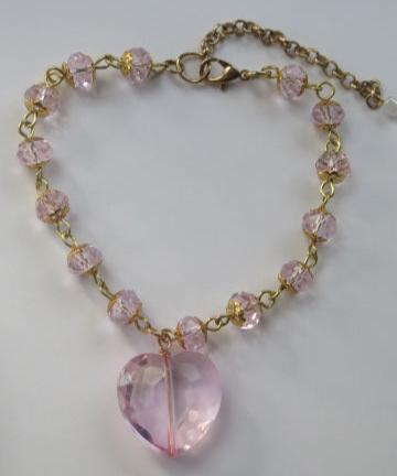 clear pink wired bracelet