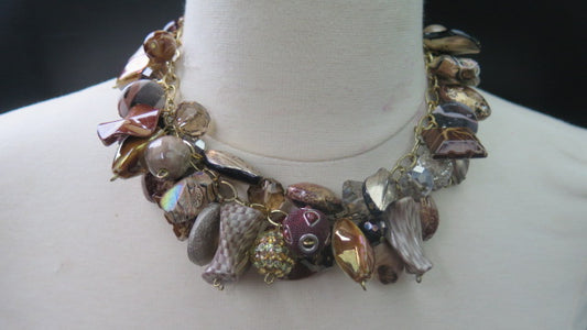 colorful brown cluster necklace