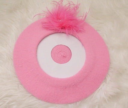 pink fur beret