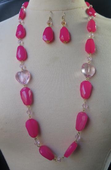 Pink Necklace and matching Earring