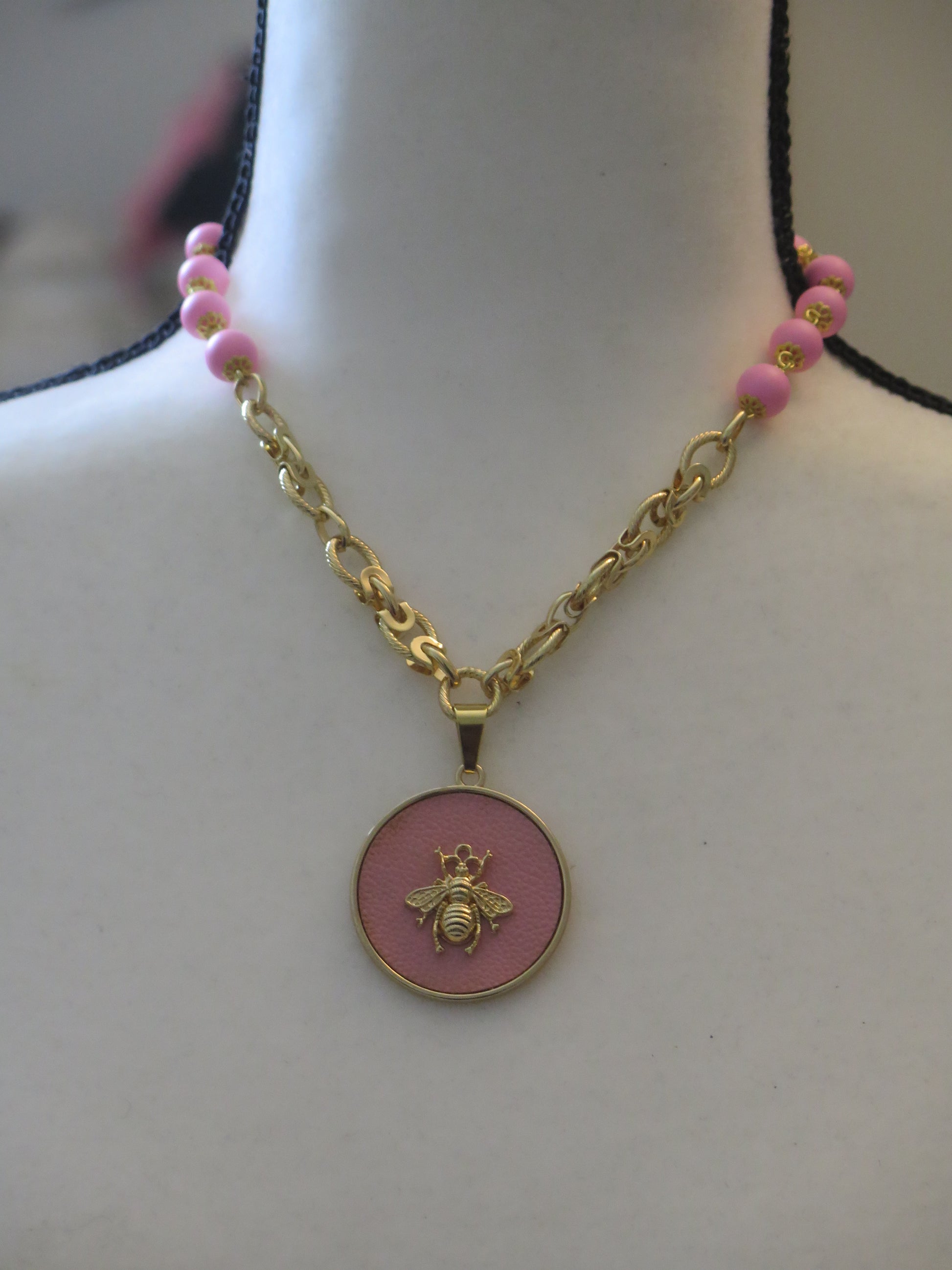 pink necklace with pendant