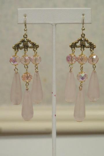 pink teardrop earring vintage-inspire