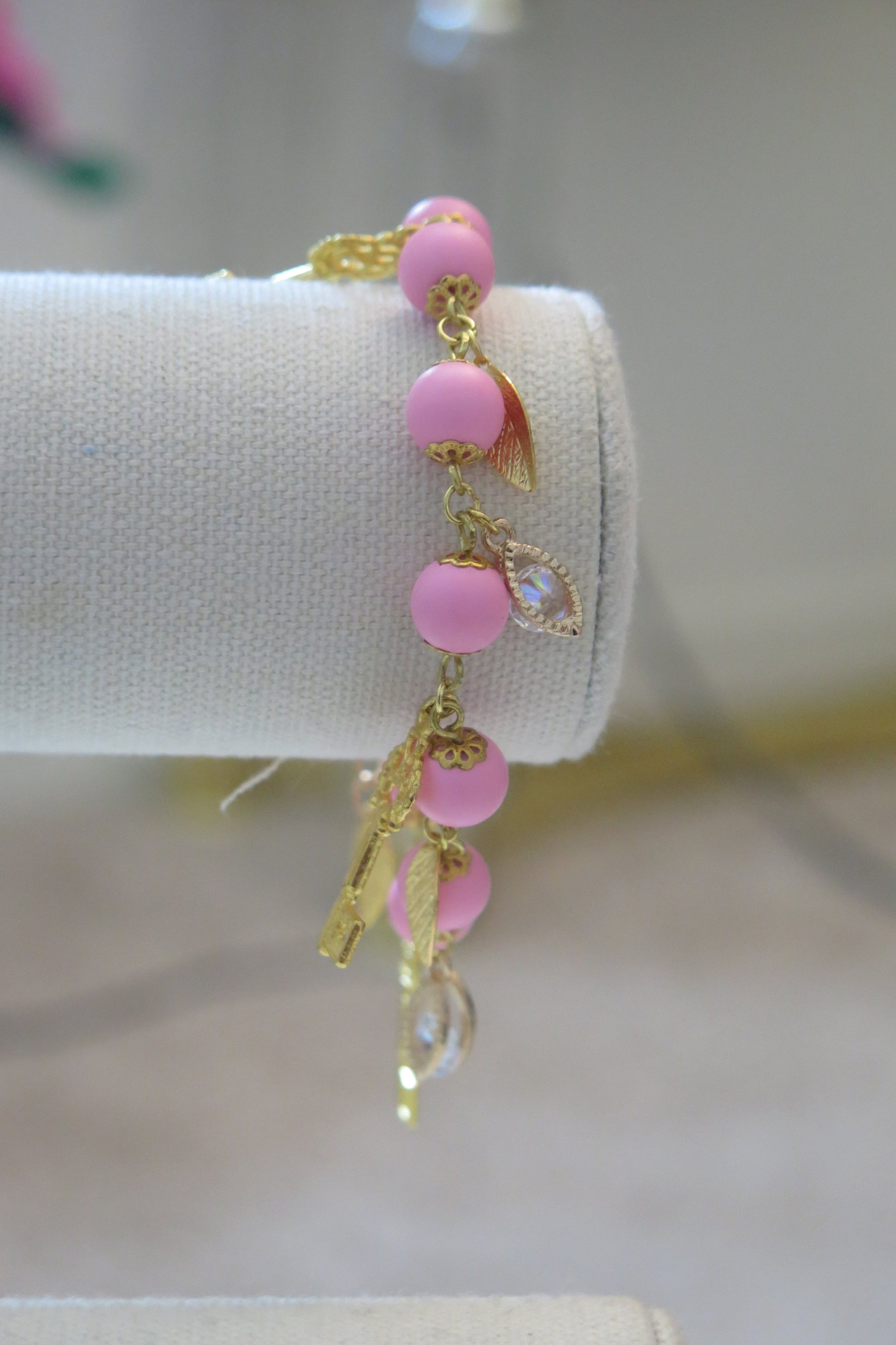 pink wired charm bracelet