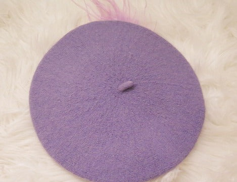 purple fur beret