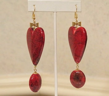 red heart shape earring