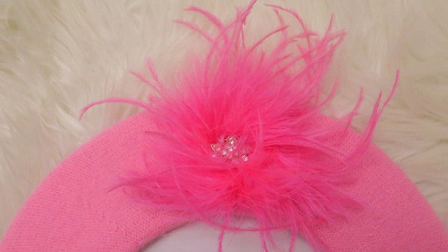 rhinestone fur on beret