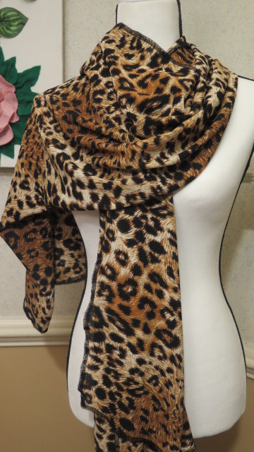 Handmade Large Leopard  Print Animal Scarf for Women.