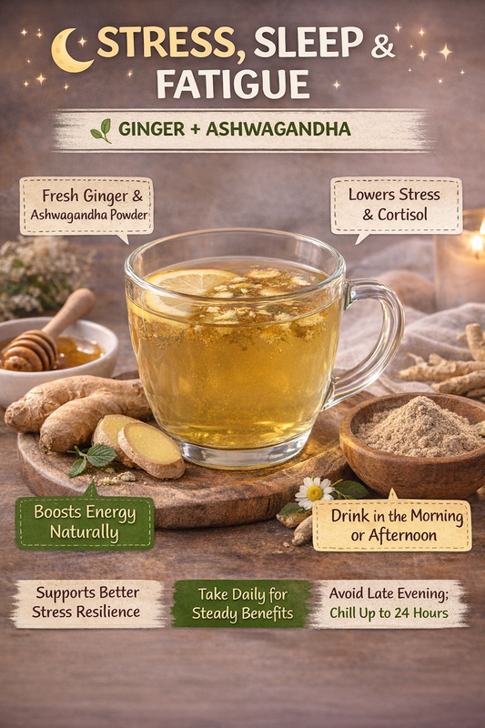 STRESS, SLEEP & FATIGUE (🌿 GINGER + ASHWAGANDHA)