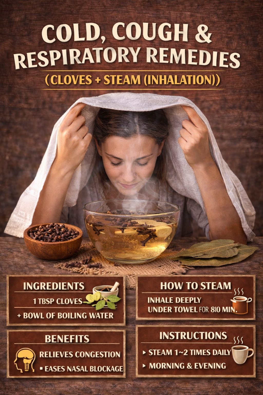 COLD, COUGH & RESPIRATORY REMEDIES (CLOVES + STEAM (INHALATION))