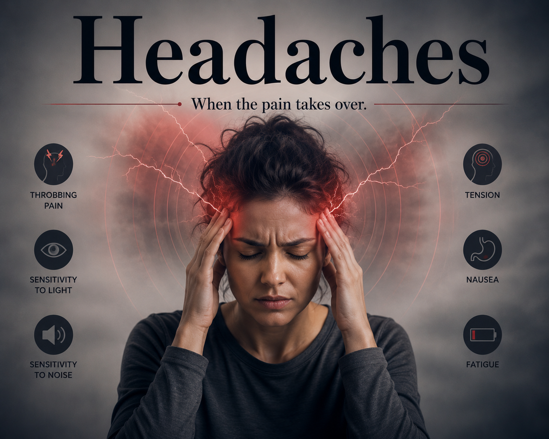 Person experiencing a headache while holding their temples, highlighting natural ways to support head comfort and overall wellness.