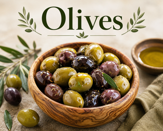 Fresh green and black olives showcasing their healthy fats, antioxidants, polyphenols, and wellness-supporting nutritional benefits.