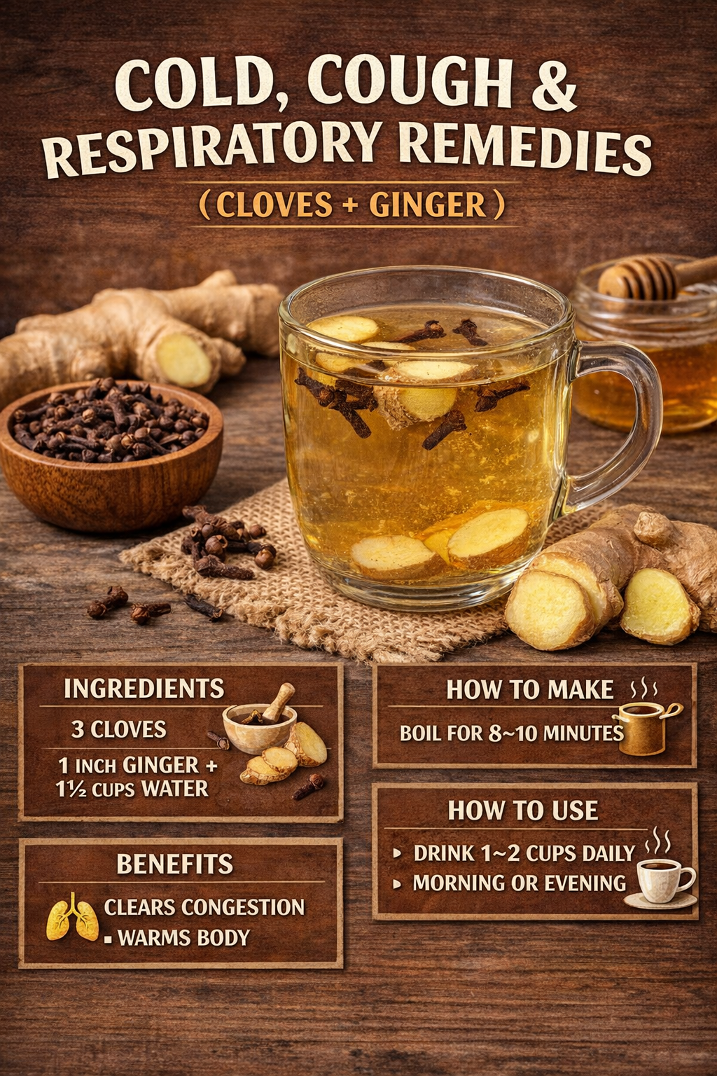 COLD, COUGH & RESPIRATORY REMEDIES (CLOVES + GINGER)