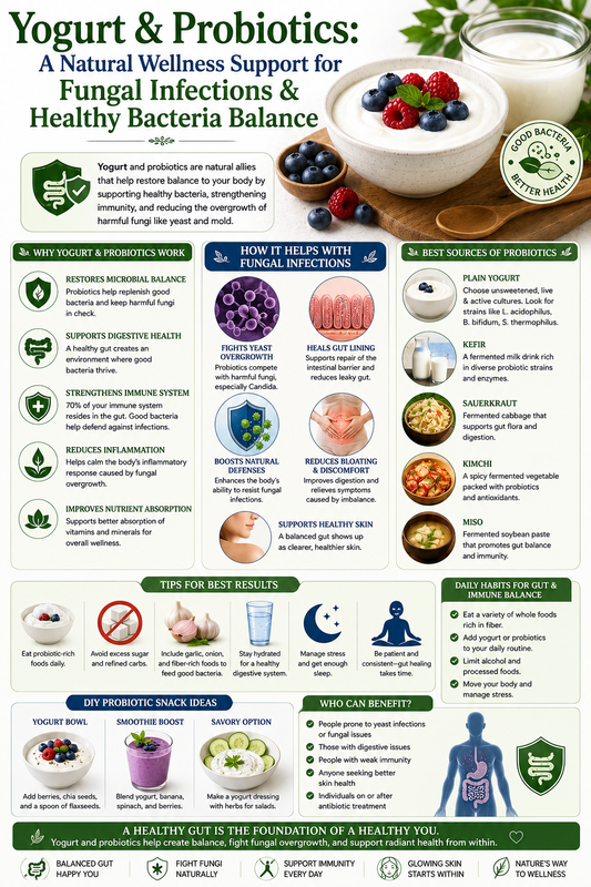 Yogurt & Probiotics: A Natural Wellness Support for Fungal Infections & Healthy Bacteria Balance