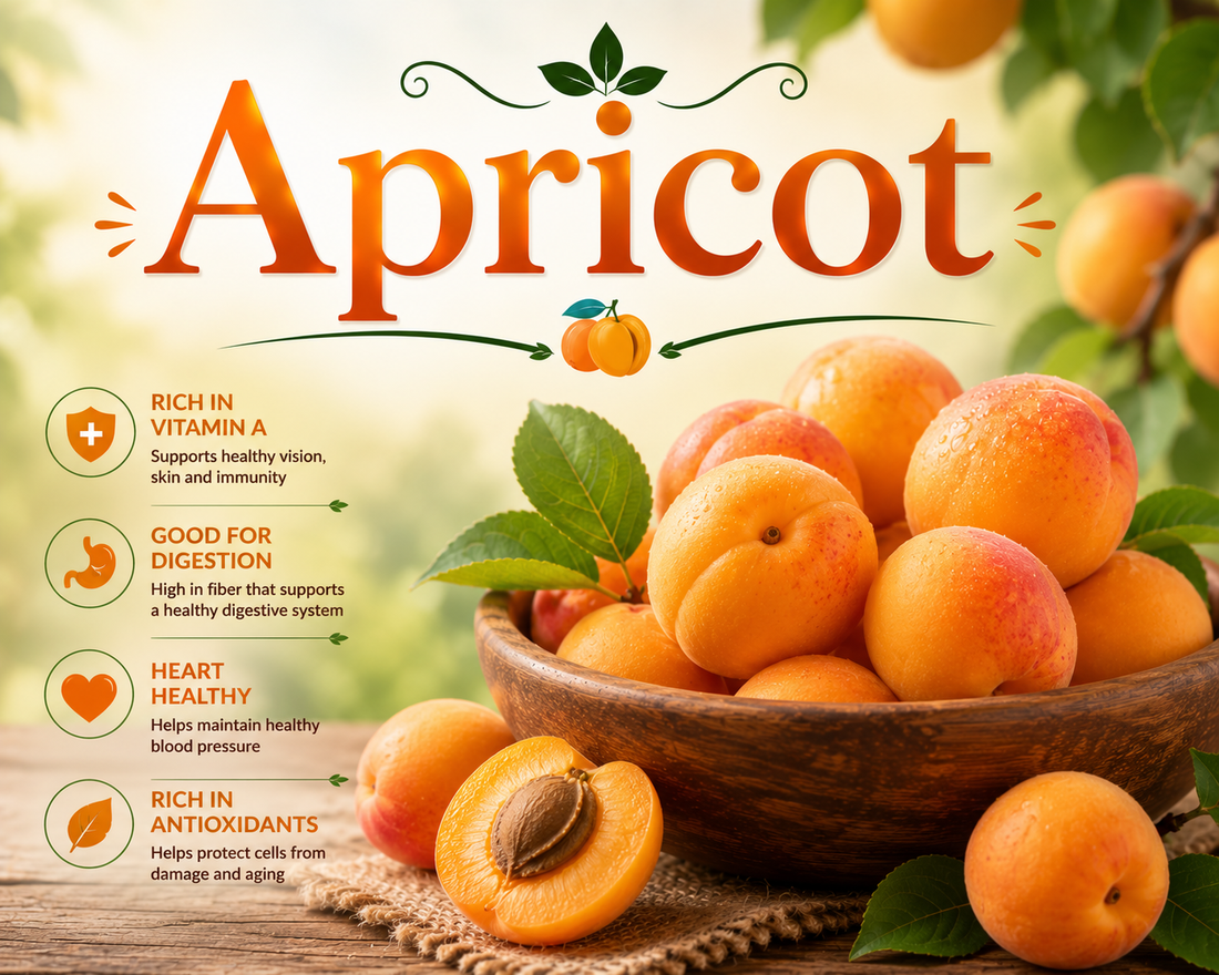 Fresh ripe apricots with vibrant orange flesh showcasing their vitamin A, vitamin C, fiber, antioxidant content, and wellness benefits.