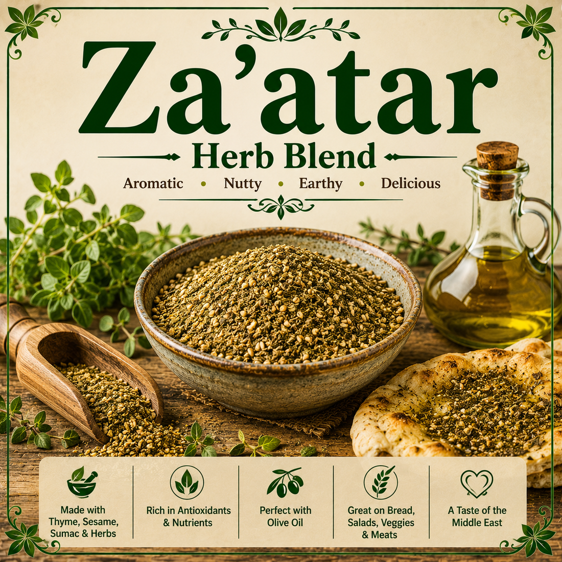 Za'atar Herb Blend benefits uses side effects Mediterranean herbs antioxidant support and wellness guide