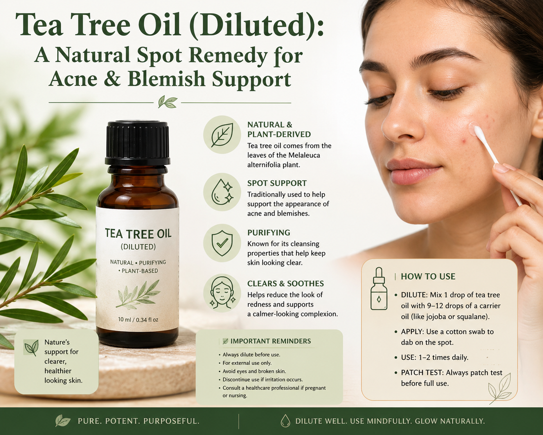 Tea Tree Oil (Diluted): A Natural Spot Remedy for Acne & Blemish Support
